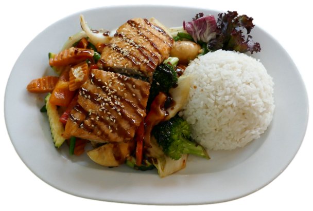 Gegrilltes Lachssteak Teriyaki Soße